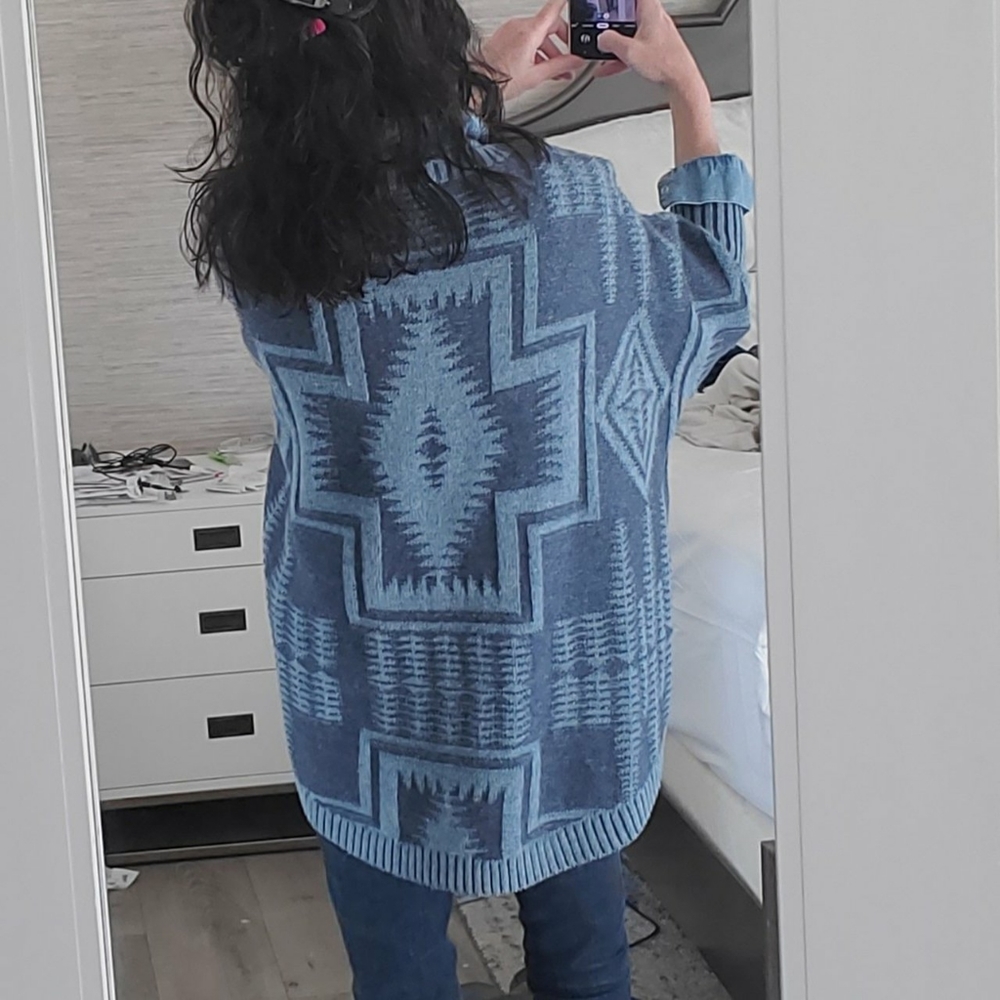 Pendleton Aztec wool poncho